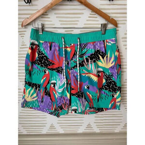 Party Pants Men’s Medium Graphic Print Toucan 80s Captain Volley Shorts